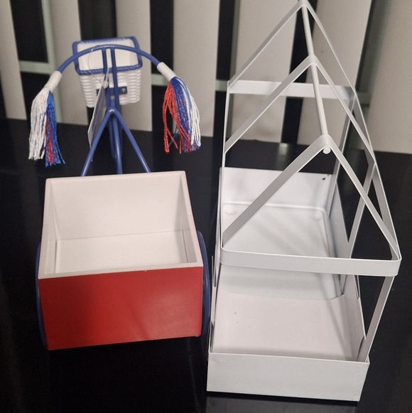 Red and Blue Decorative Bicycle Planter And Greenhouse Style Planter - Picture 2 of 8